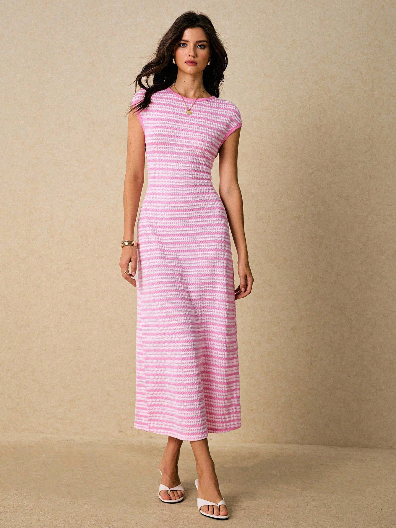 Striped Knit Bodycon Maxi Dress Casual Summer Outfit