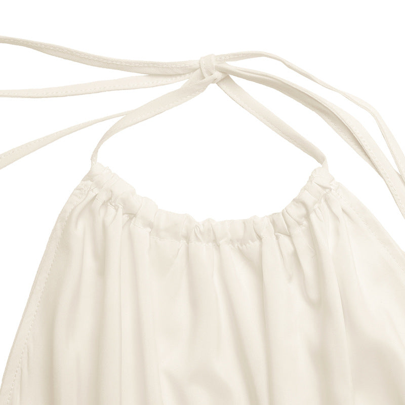 Solid Halter Neck Backless Waist-Defined Summer Tank Top