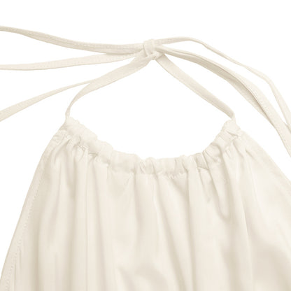 Solid Halter Neck Backless Waist-Defined Summer Tank Top