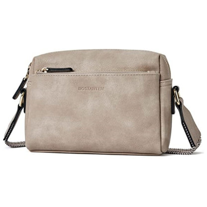 Triple Zip Small Crossbody Bag with Wide Strap