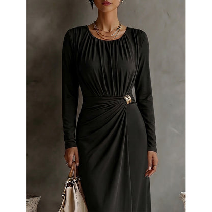 Ruched Long Sleeve Bodycon Maxi Evening Dress