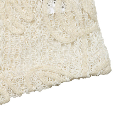 Women's Boho Tie Front V-Neck Short Sleeve Lace Cardigan