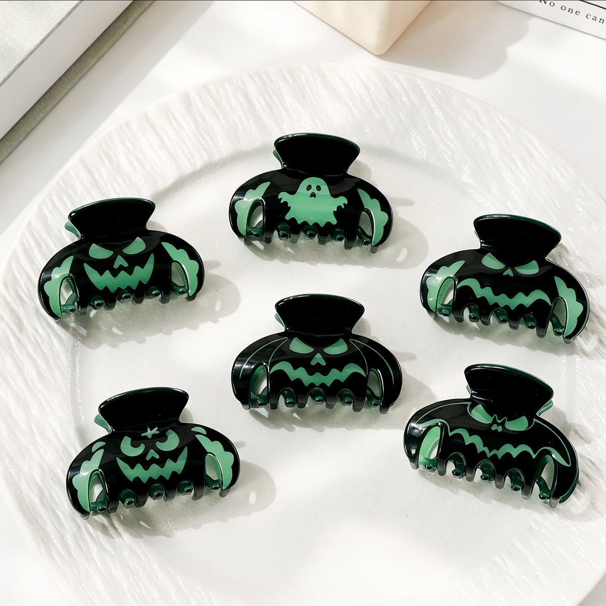 Halloween Glow in the Dark Pumpkin Ghost Claw Clips