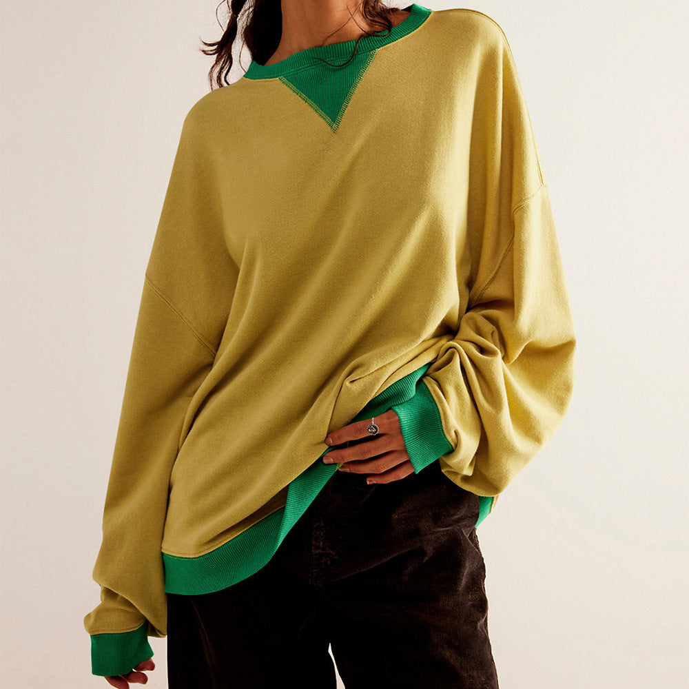Spring Autumn Street Style Crew Neck Loose Sweater
