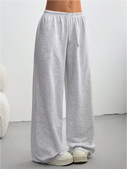 Drawstring Wide Leg Pants Elastic Waist Relaxed Fit
