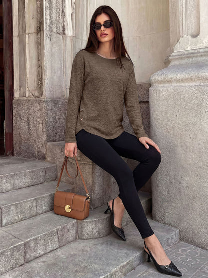 Women's Oversized Side Button Long Sleeve Tunic Top
