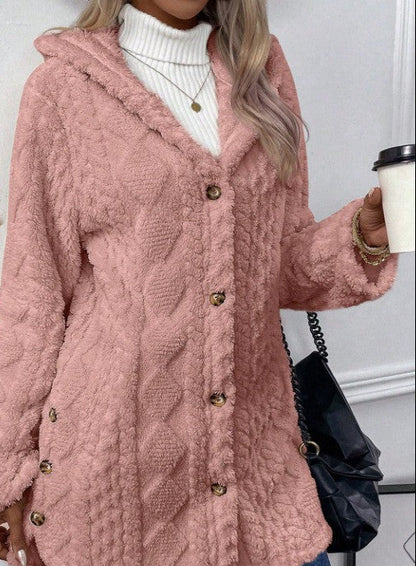 Women's Oversized Hooded Sherpa Fleece Jacket