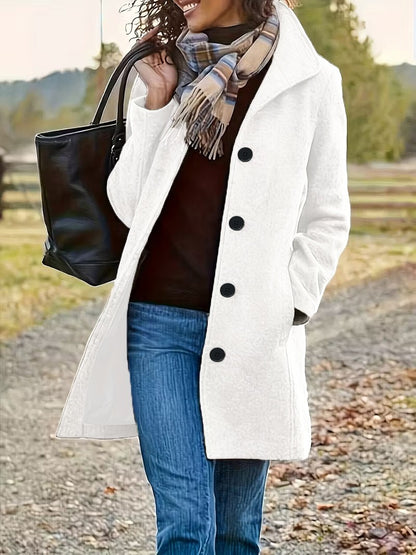 Women's Wool Blend Single Breasted Mid-Length Winter Coat