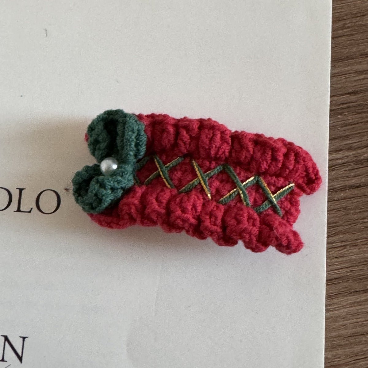 Handmade Crochet Xmas Hair Clips Holiday Barrettes Girls
