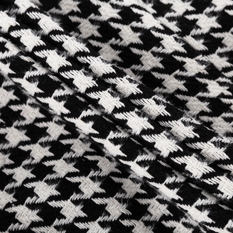 Women's Houndstooth Maxi Winter Coat Double Breasted Belted