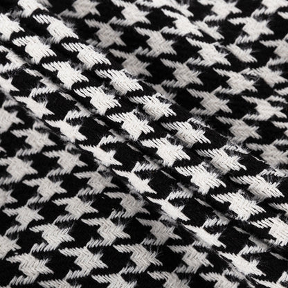 Women's Houndstooth Maxi Winter Coat Double Breasted Belted
