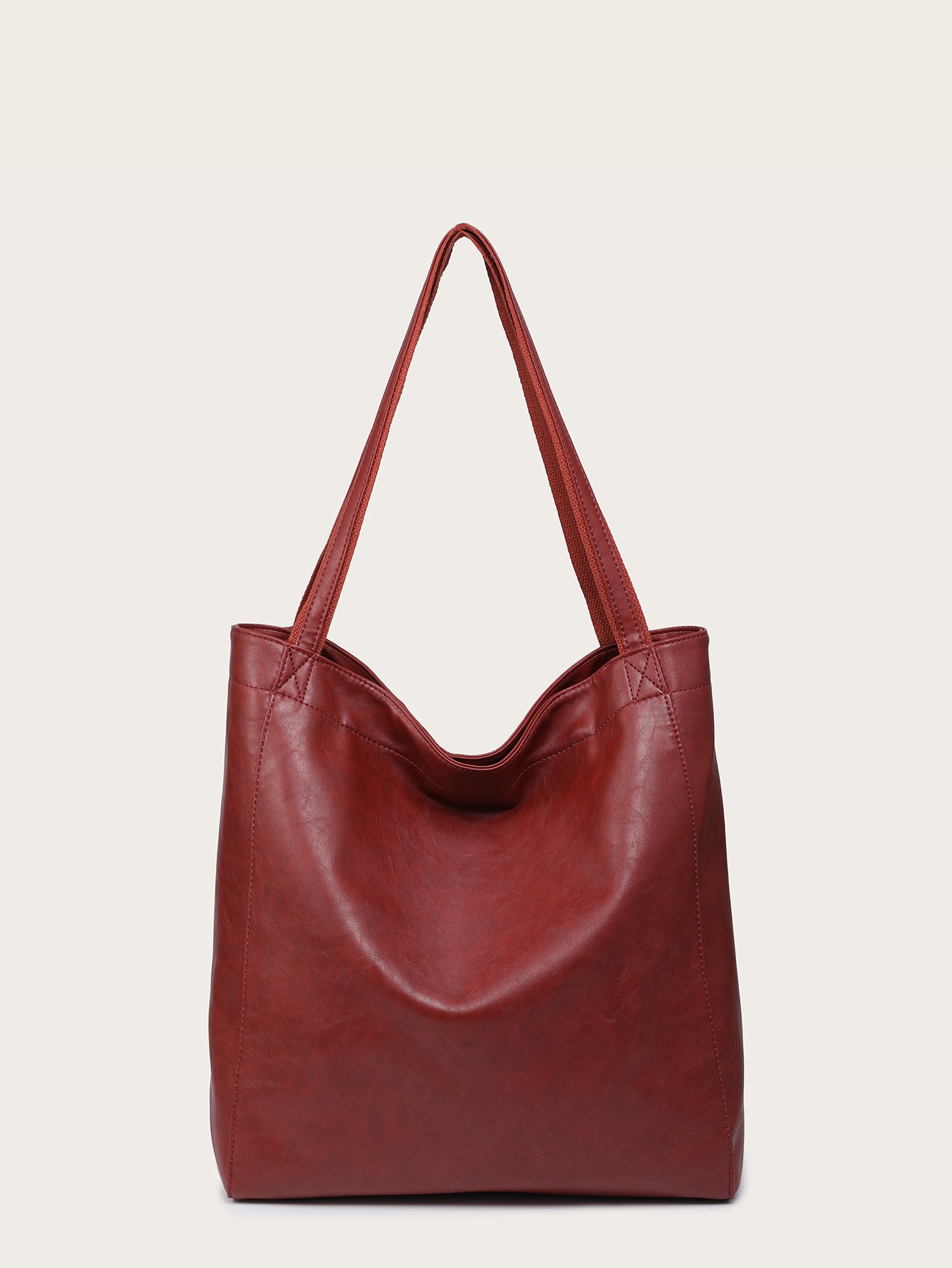 Vintage Soft Leather Tote Bag with Pocket Large Capacity