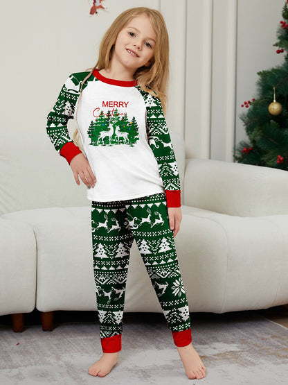 Christmas Deer Letter Striped Parent-child Dress Printed Christmas Pajamas