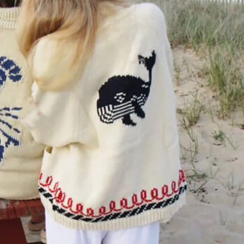 Women's Nautical Graphic Knit Cardigan Sweater