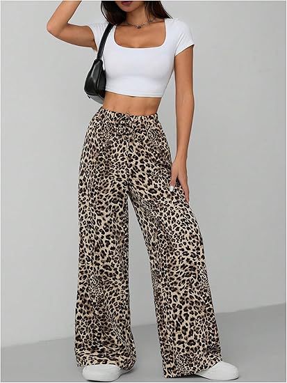 Low-Waist Leopard Print Wide-Leg Pants – Edgy Streetwear for Women