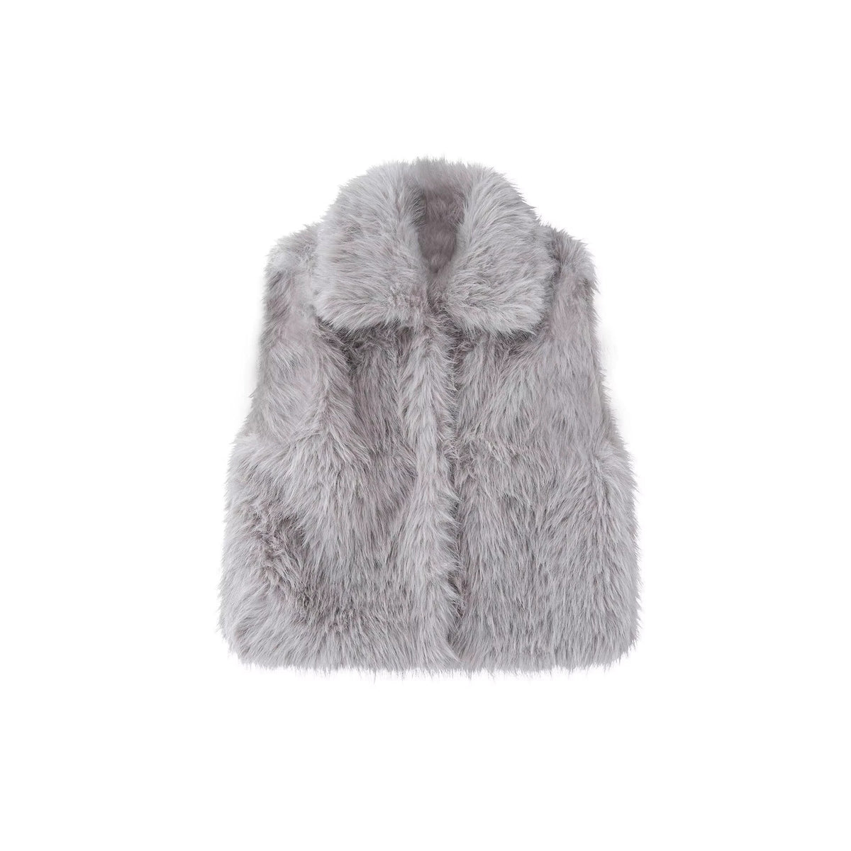 Women's Long Faux Fur Vest Sleeveless Lapel Winter Chic
