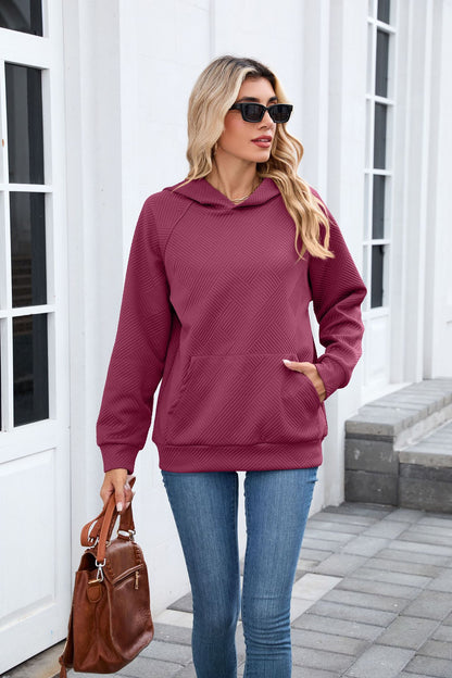 Women's Oversized Textured Hoodie Pullover with Pocket