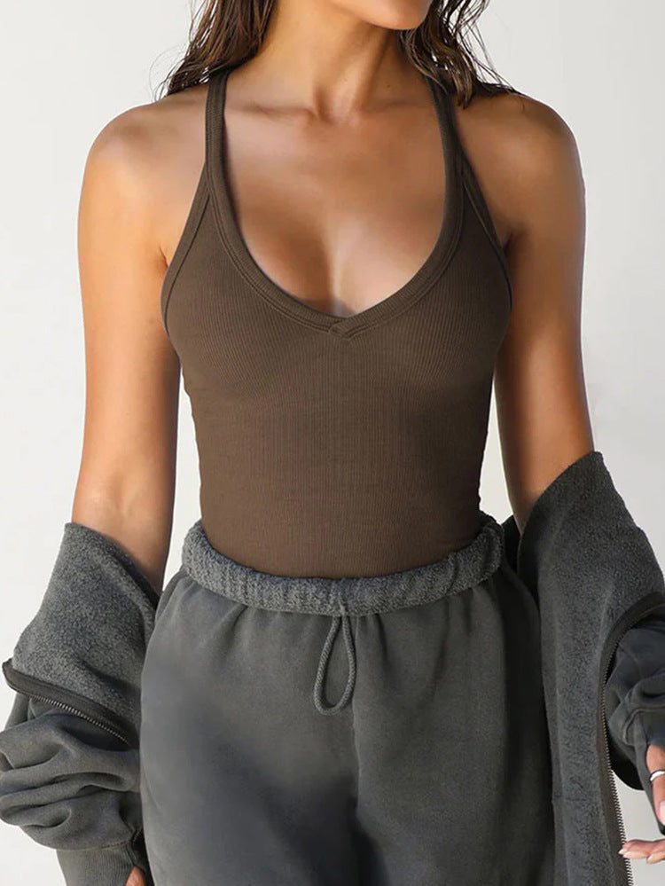 Y2K Ribbed Knit Fitted Spaghetti Strap Tank Top