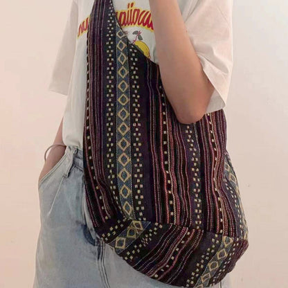 Boho Aztec Canvas Shoulder Tote Bag for Women