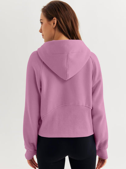 Zip-Up Hoodie Scuba Pullover Cropped Sweatshirt