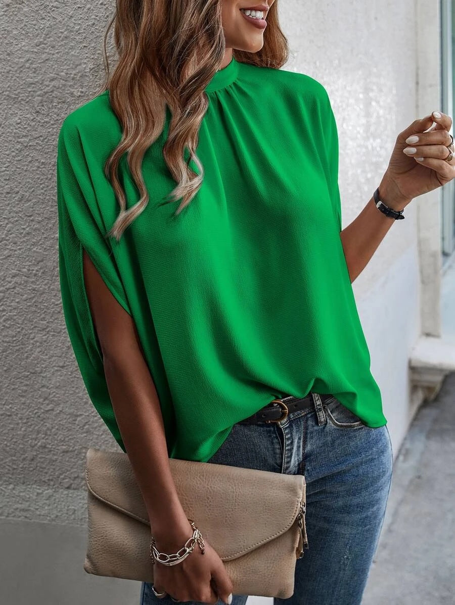 Fashion Abstract Print Dolman Sleeve Tunic Shirt