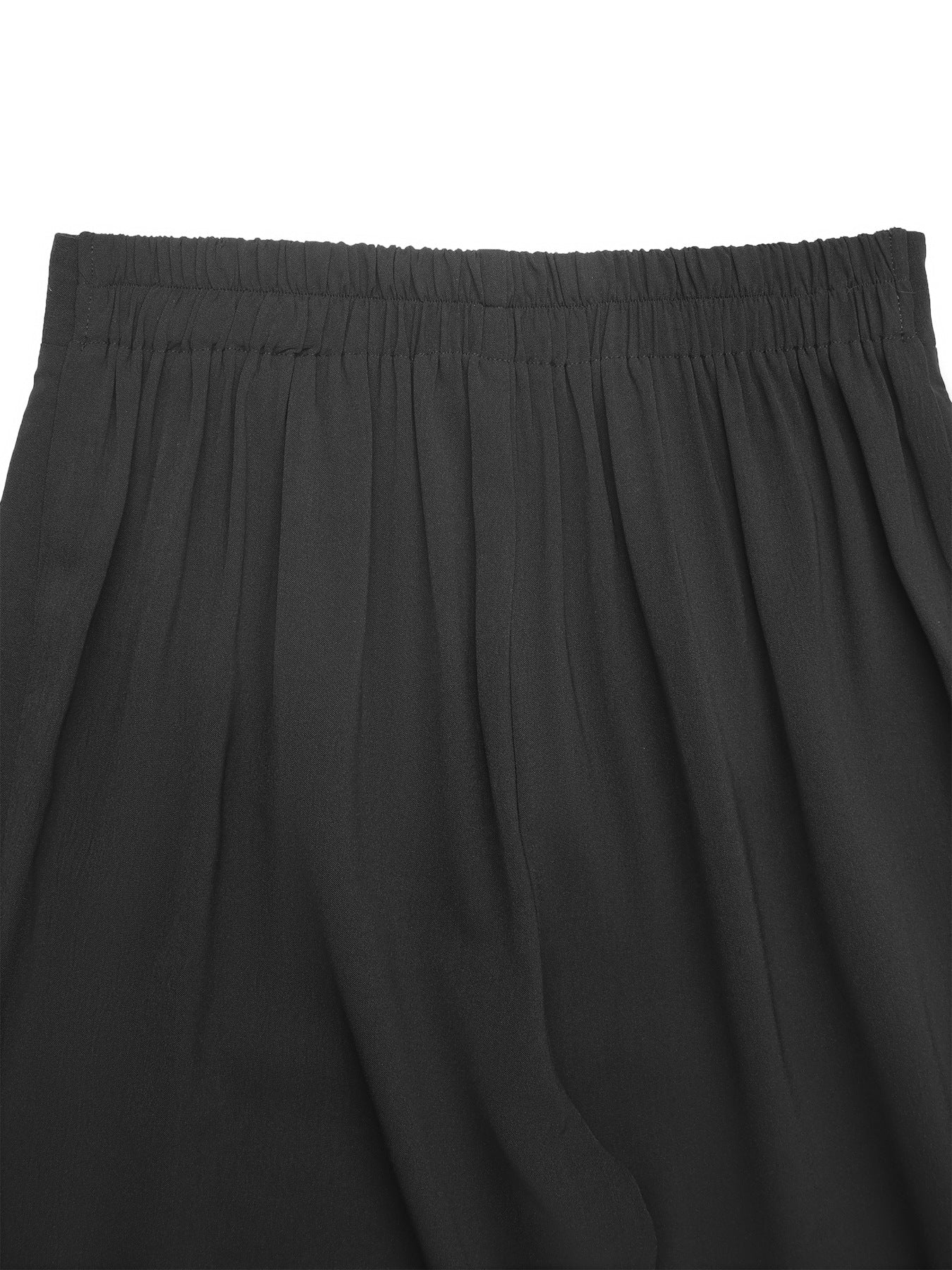 Women's Lace Hem Wide Leg Pants Black Casual Trousers