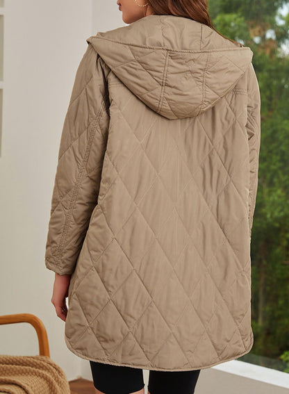 Womens Oversized Hooded Quilted Lightweight Jacket