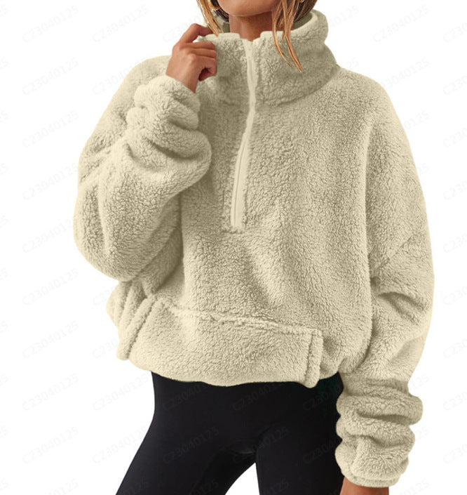 Women's Sherpa Half Zip Fleece Pullover Sweatshirt