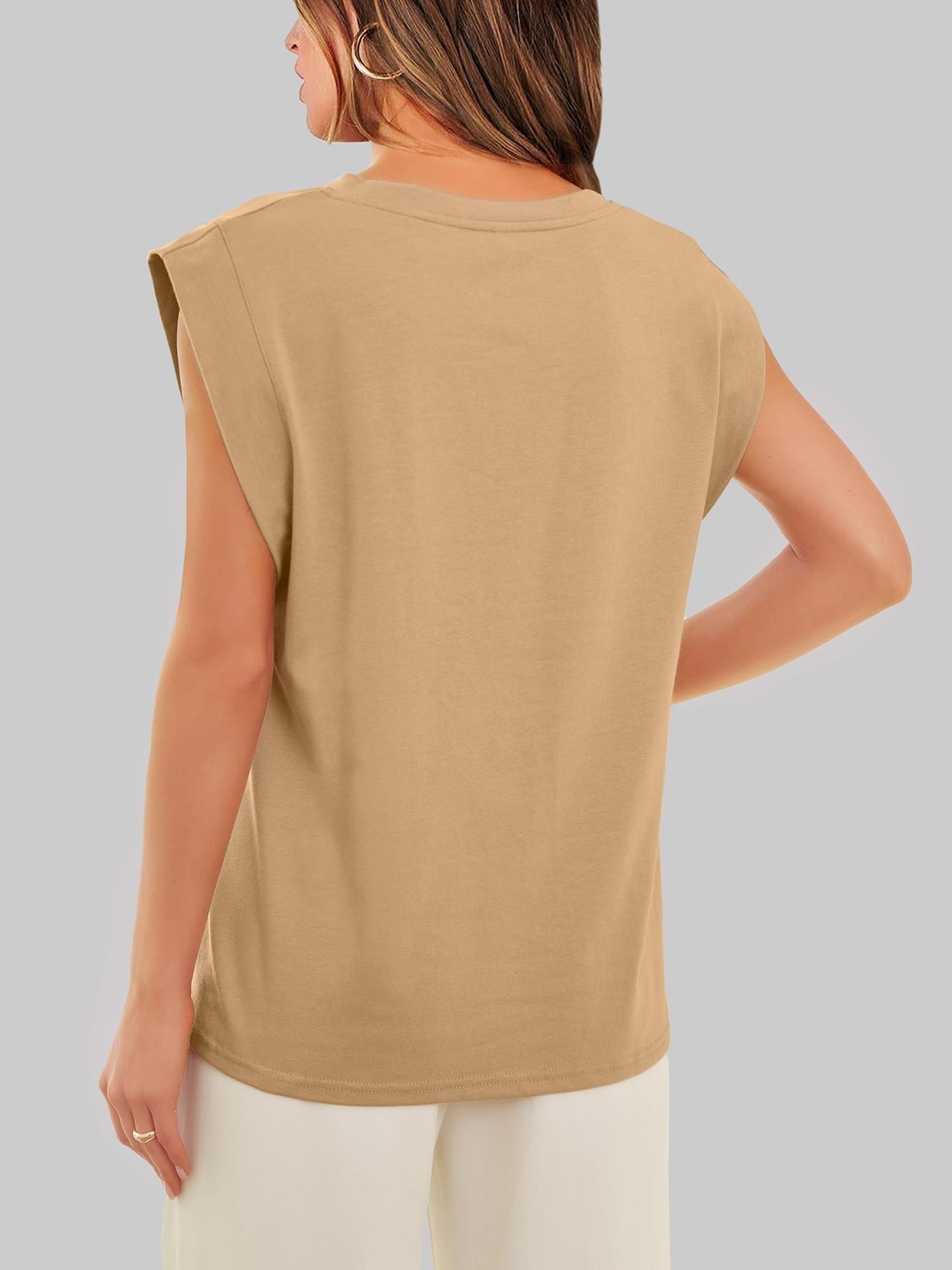 Casual Sleeveless Crew Neck Loose Tank Top