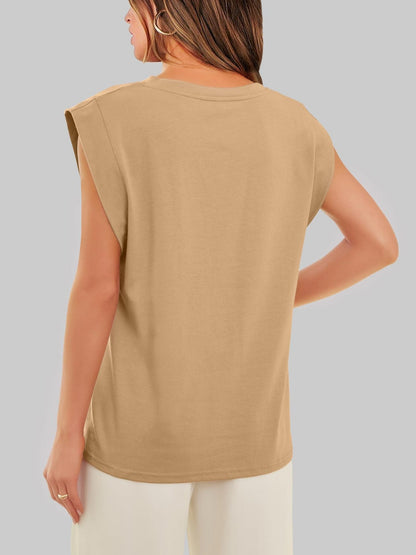 Casual Sleeveless Crew Neck Loose Tank Top