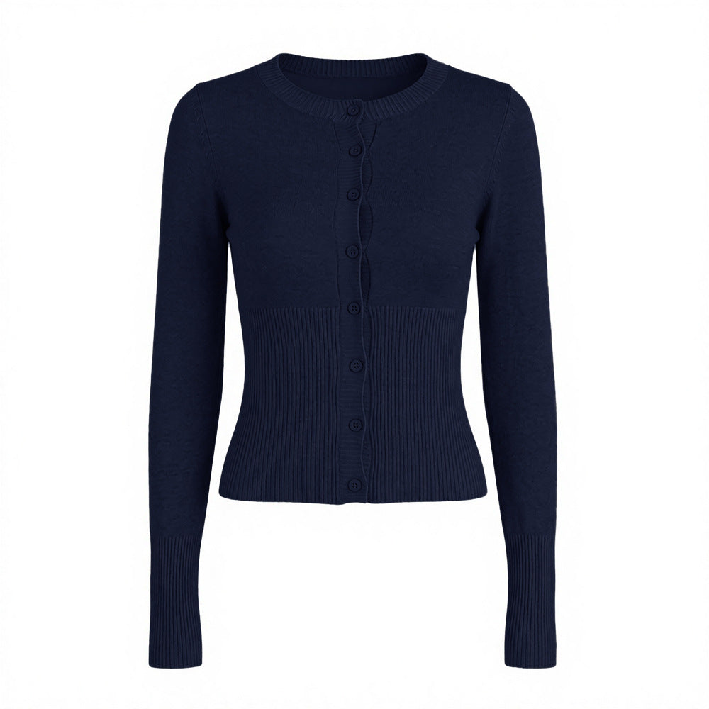 Women's Fitted Button Front Long Sleeve Knit Cardigan