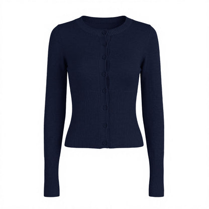 Women's Fitted Button Front Long Sleeve Knit Cardigan