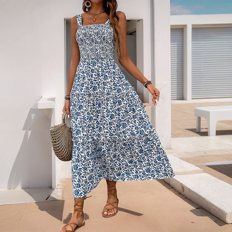 Floral Print Sleeveless Maxi Dress Resort Vacation Style