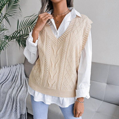 Knit Sweater Vest Women | V Neck Cable Knit Pullover