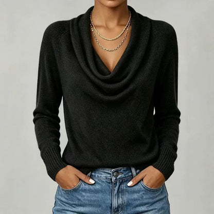Women's Cowl Neck Raglan Sweater Loose Long Sleeve