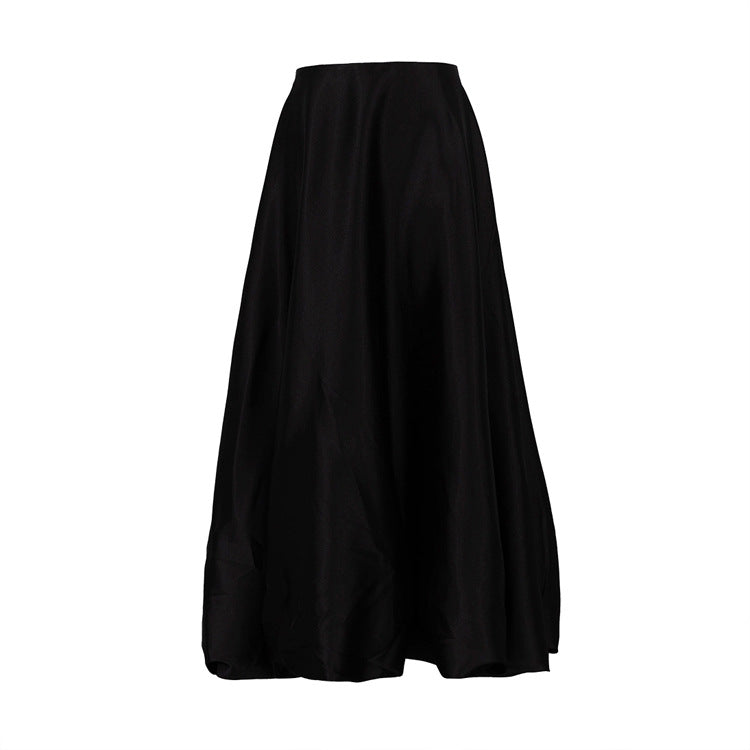 Women's High Waist Balloon Midi Skirt Solid Casual Flowy