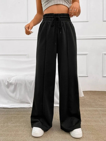 Womens High Waisted Drawstring Wide Leg Sweatpants