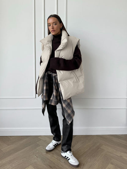 Women's Oversized Puffer Vest Quilted Layering Jacket