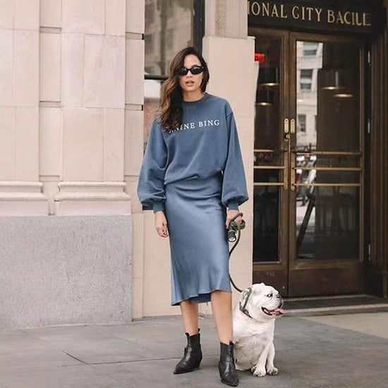 Women's Satin High-Waist Midi Skirt – Elegant Summer Slip Skirt