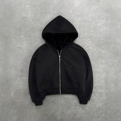 Women's Reversible Leopard Oversized Zip Up Hoodie