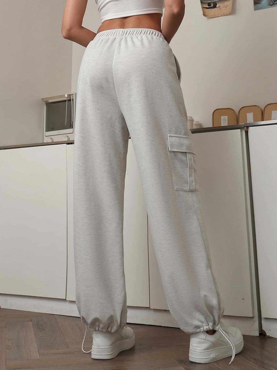 High Waist Drawstring Cargo Jogger Pants