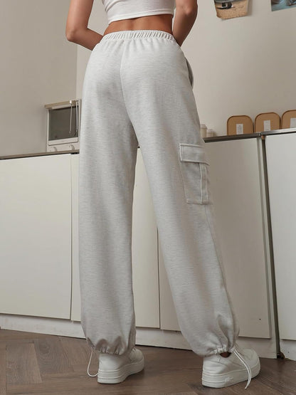 High Waist Drawstring Cargo Jogger Pants