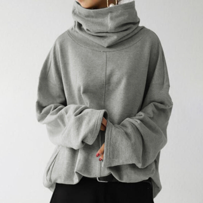 Women's Oversized Turtleneck Fleece Sweatshirt Pocket