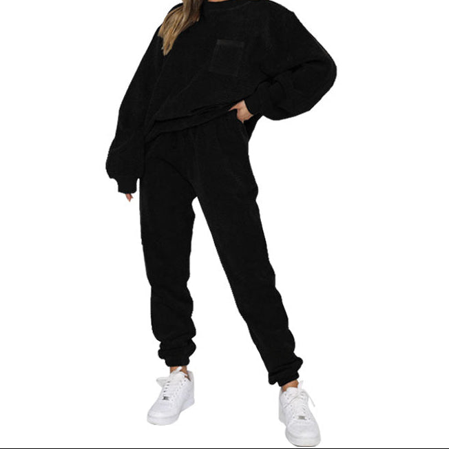Women's Oversized Corduroy Matching Set Sweatshirt Joggers