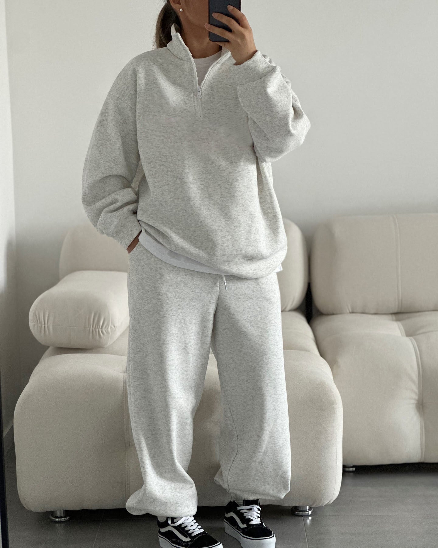 Women's Oversized Half Zip Sweatshirt Sweatpants Lounge Set