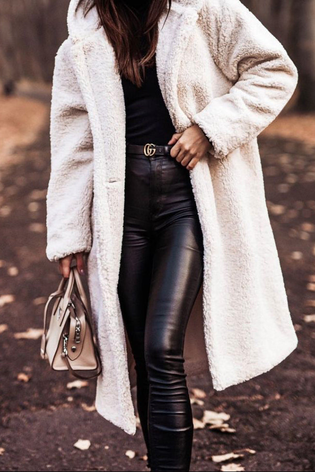 Women's Hooded Long Teddy Coat Winter Fleece Jacket