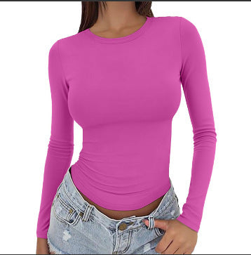 Women's Fitted Long Sleeve Crew Neck Soft Basic Tee