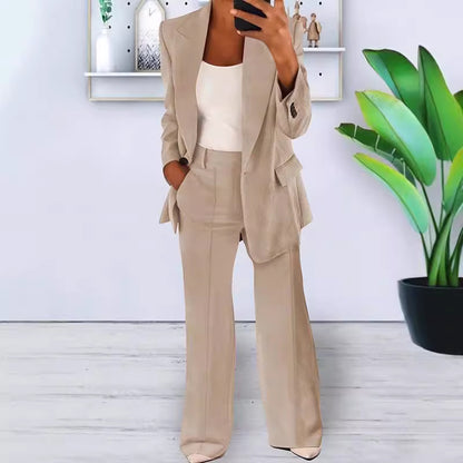 Women's Two Piece Blazer and Wide Leg Pants Suit