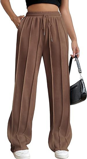 High Waist Cotton Wide Leg Drawstring Pants