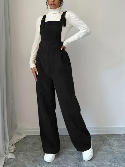 Women's Corduroy Overalls Loose Straight Leg